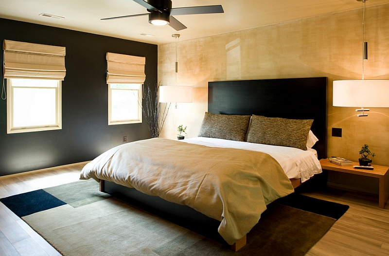 Minimal japanese bedroom design idea with warm colors