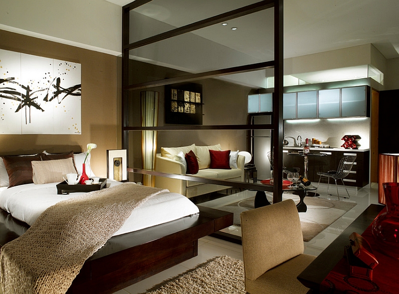 Modern asian style bedroom for a posh studio apartment