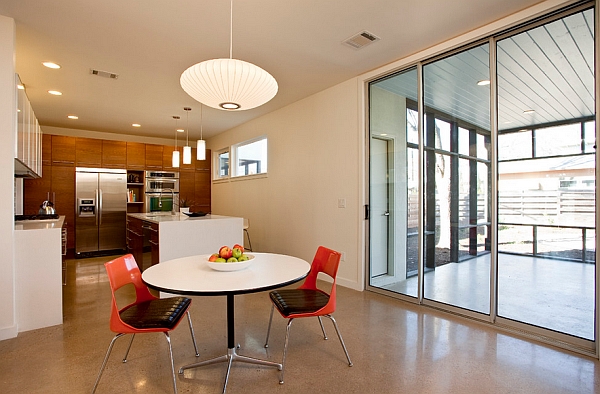 Nelson pendant light above the small dining space