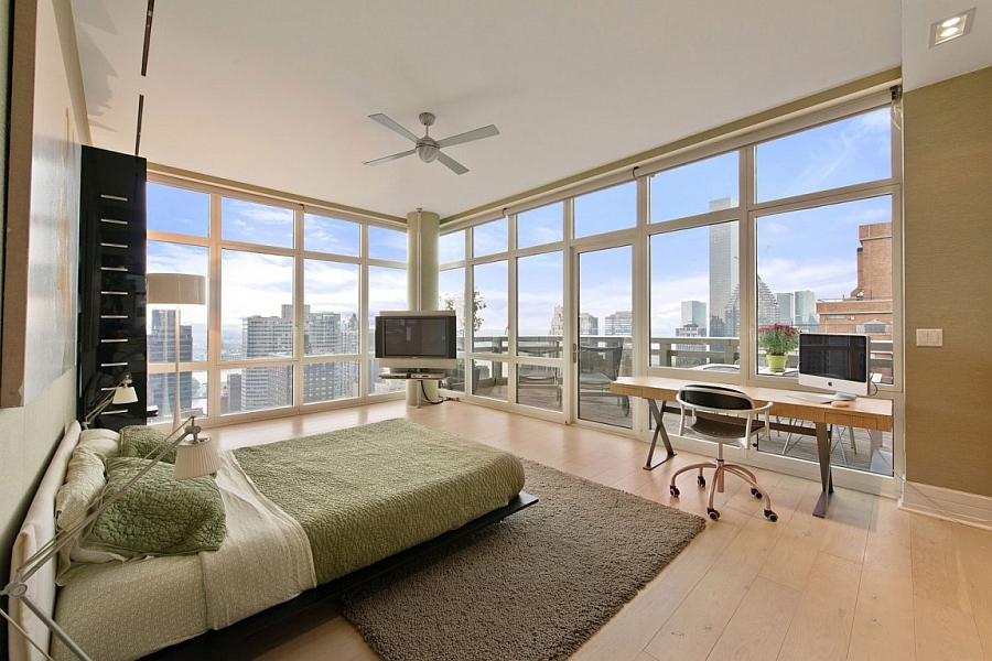 New york city penthouse bedroom with amazing views