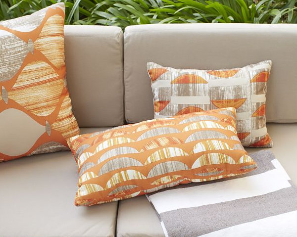 Outdoor pillows with the crescent pattern