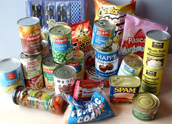 Packaged food pantry items