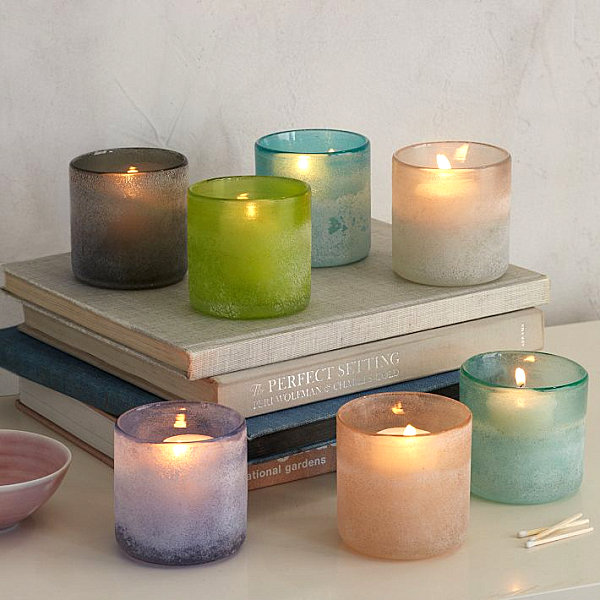 Pastel glass candleholders