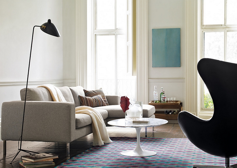 Serge Mouille Floor Lamp next to the Neo Sectional with Chaise