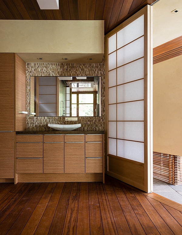 Shoji-like sliding doors for the changing room