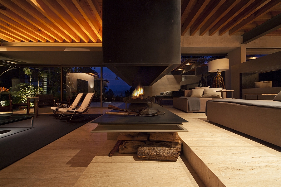 Sleek, contemporary fireplace in the living room