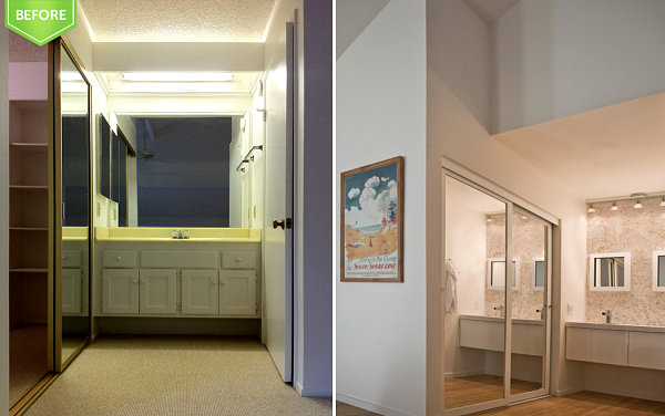 Sliding closet doors in a renovated townhome