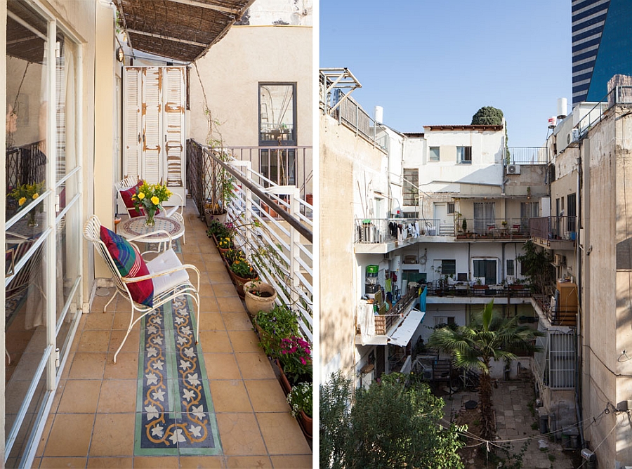 Small balcony and entral courtyard of the Tel Aviv Apartment