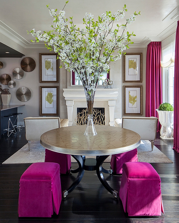 Smart hot pink accents in the living room