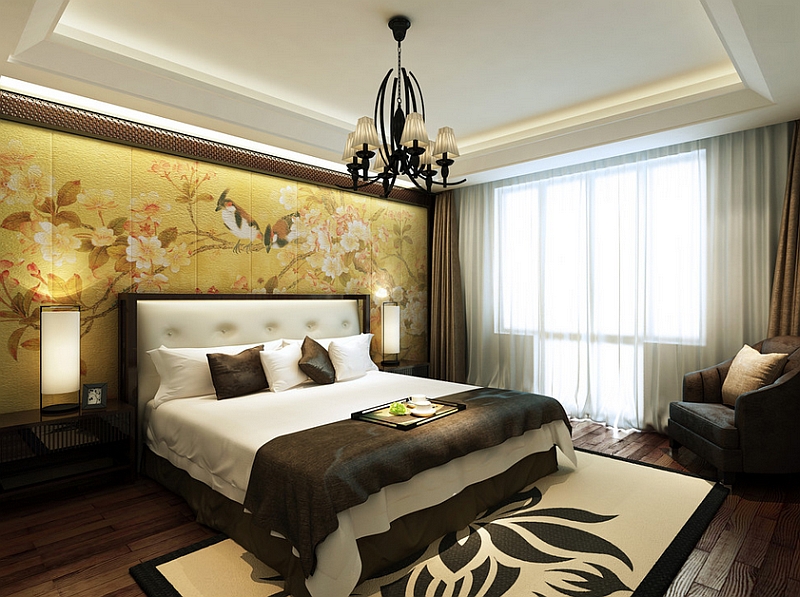 Sophisticated and authentic Asian themed bedroom