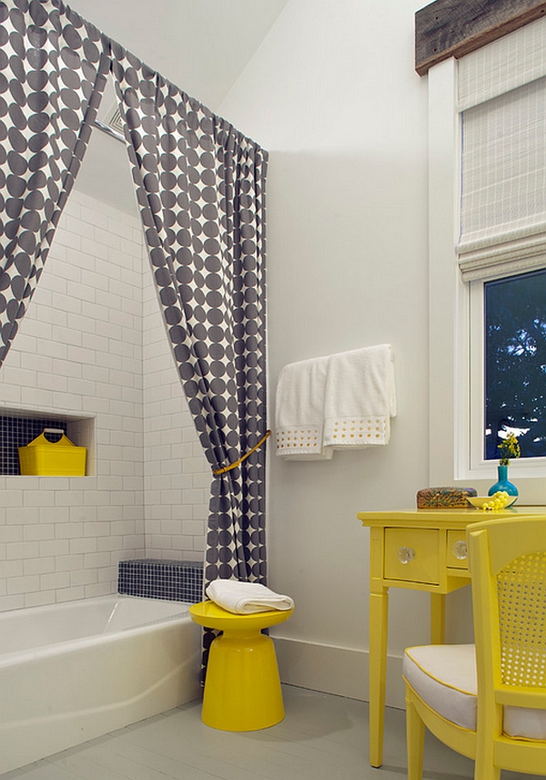 Splash of yellow in the beach style bath