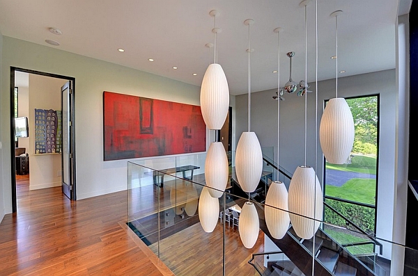 Stunning use of Nelson pendants to create a floating piece of art