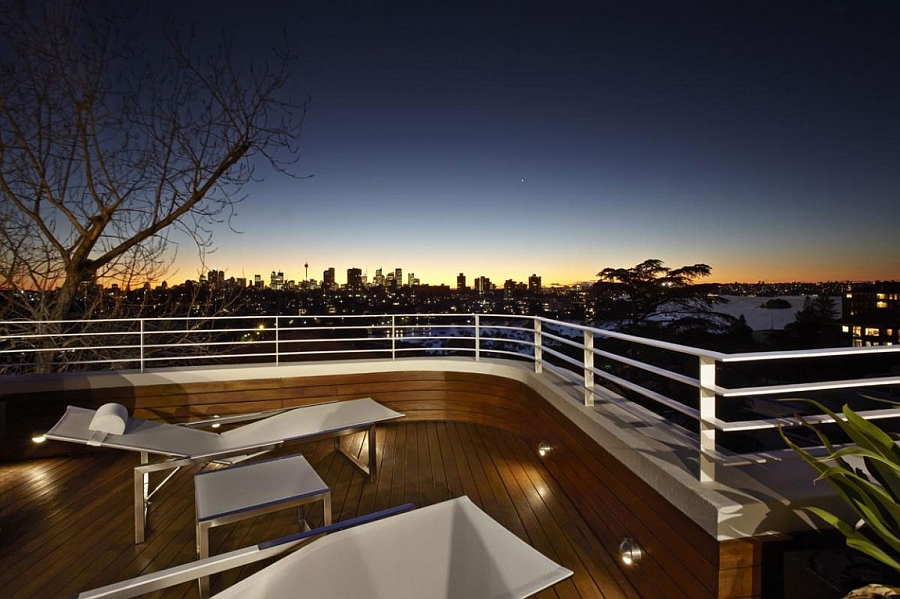 Stunning view of Sydney city skyline from the deck