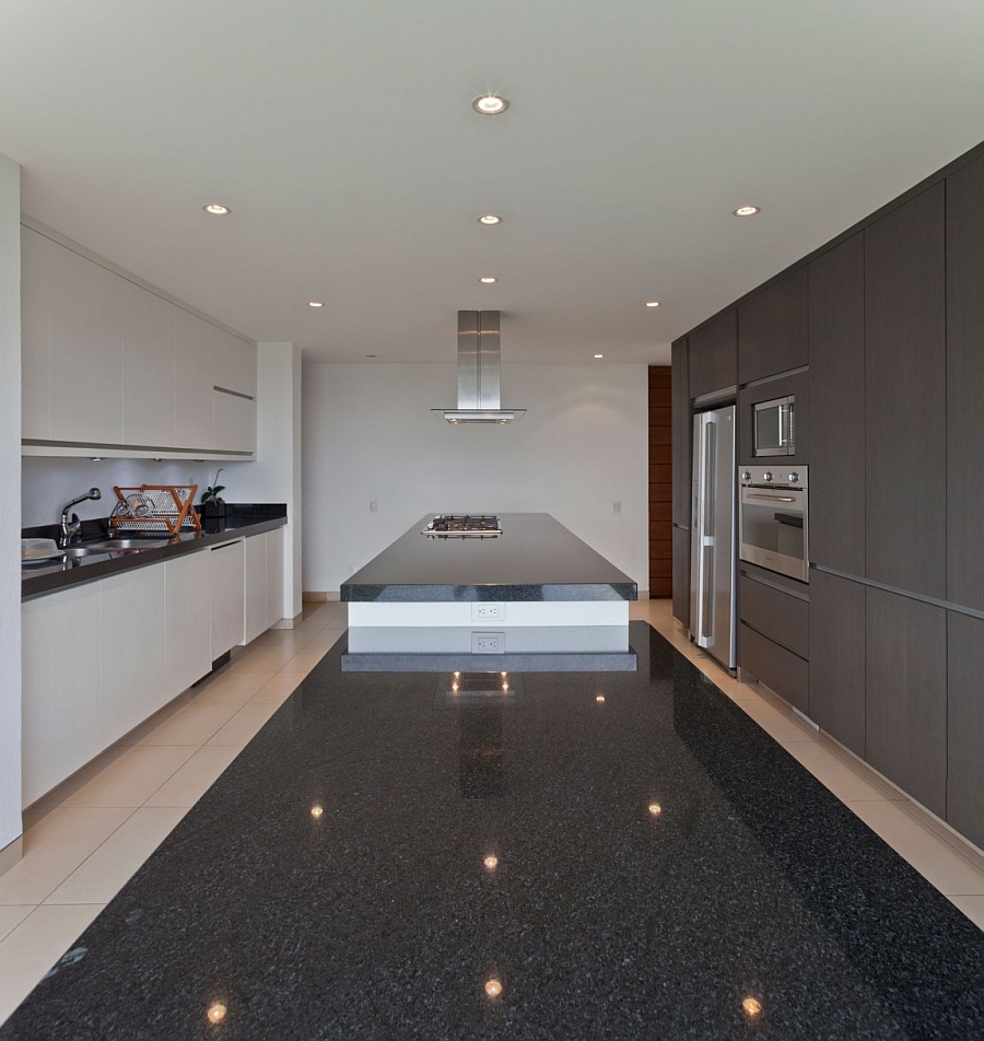 Stylish modern kitchen in grey and white