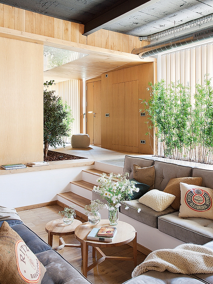 Sunken living room in the Barcelona Loft