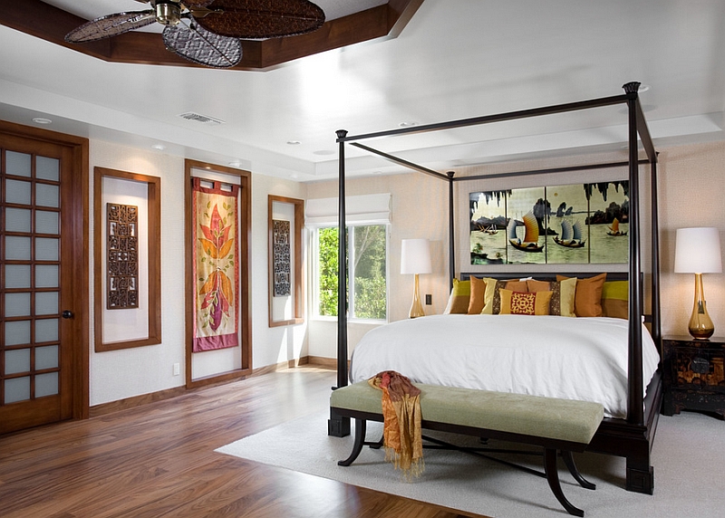 Asian Inspired Bedrooms Design Ideas Pictures   The Four Poster Bed Gives Your Asian Themed Bedroom A Holiday Resort Appeal 