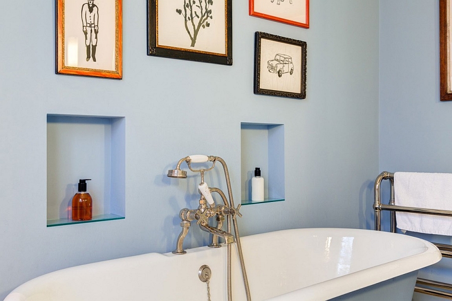 Traditional bath in cool blue