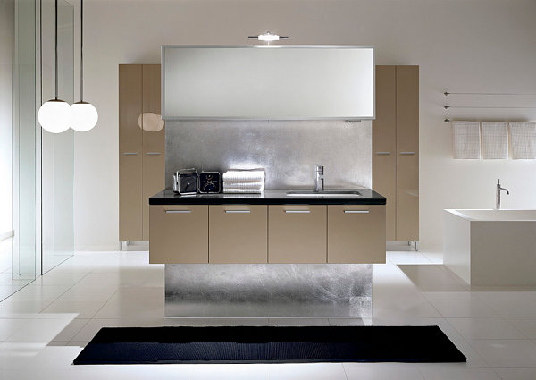 Unique features in a minimalist bathroom