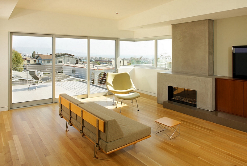 Versatile side table in a minimal living room