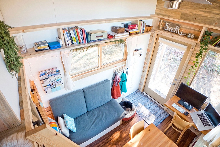 View of the tiny house from the loft