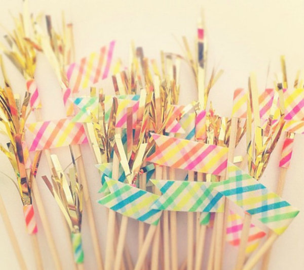 Washi tape drink stirrers