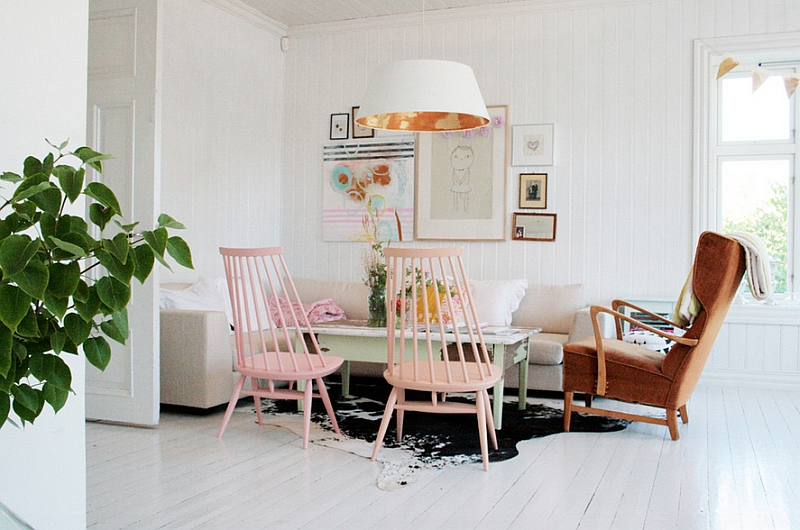 White Scandinavian Home with Pink Pastels