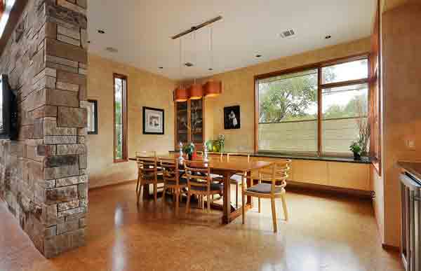 Sandstone flooring in warm beige