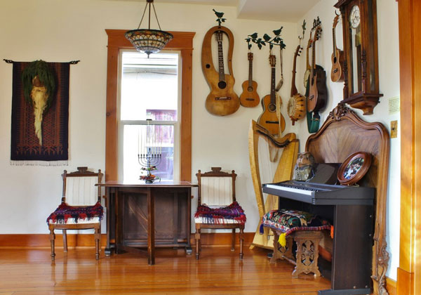 Musical room with beautiful harp