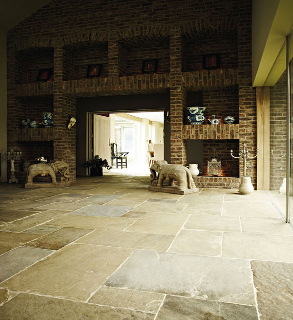 Unpolished sandstone flooring for a classic look