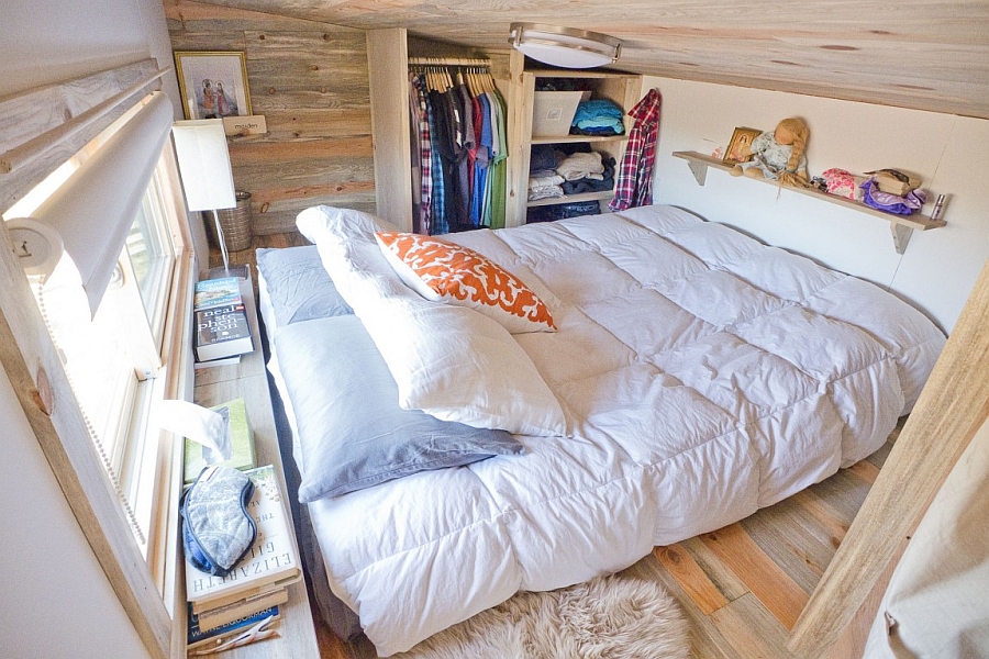 small wardrobe next to the loft bed