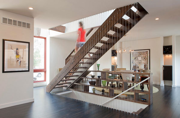 Modern harp-inspired staircase design