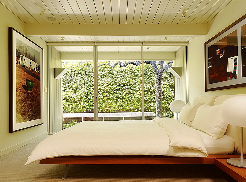 A minimal bedroom with warm hues