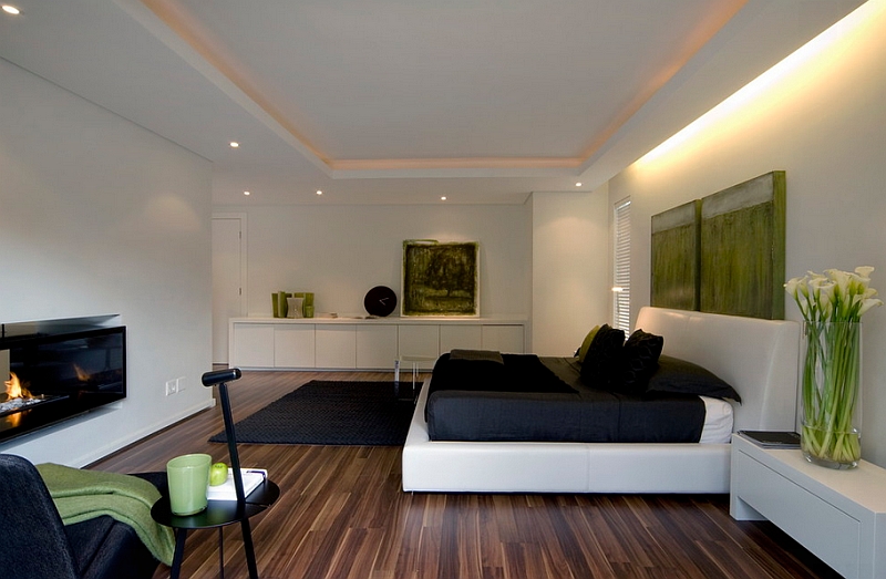 modern black and white bedroom