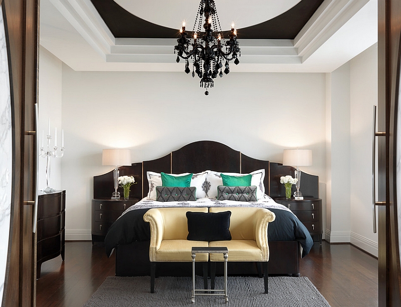 Add drama to the bedroom with a black and white color scheme