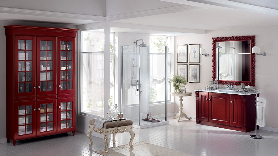 Add some fiery reds to your bathroom