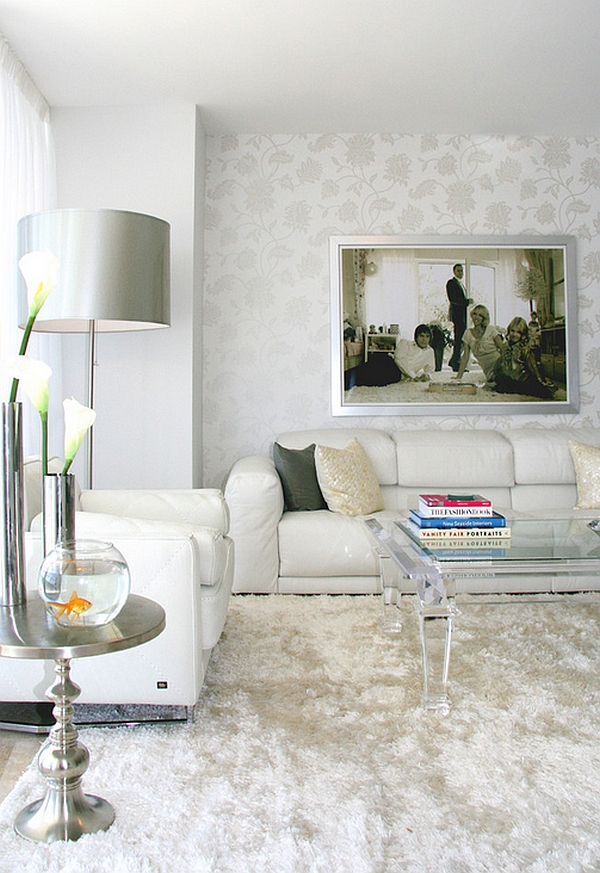 An engaging and vibrant way to use white in the living room