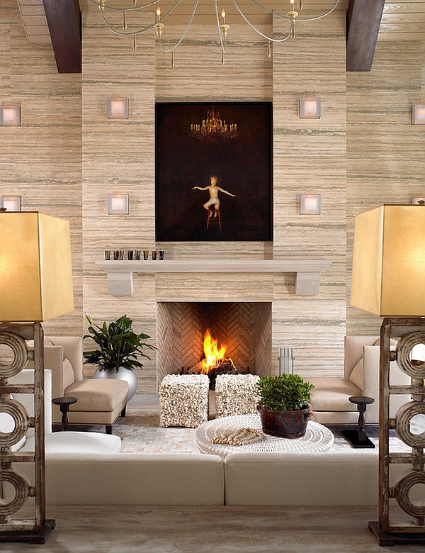 Another fireplace that brings home the herringbone pattern