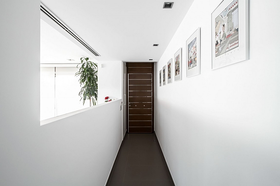 Art gallery style narrow entryway of the house