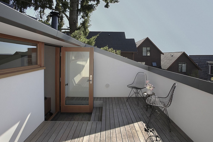 Attic deck space with wire chairs