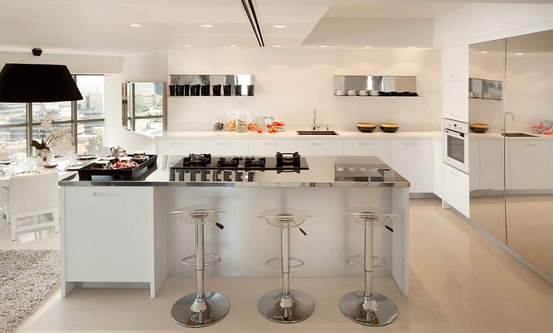 Beautiful kitchen with plenty of reflective surfaces