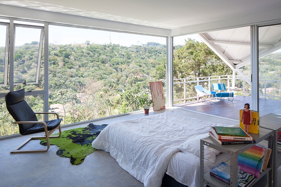 Beautiful modern bedroom with lovely mountain views