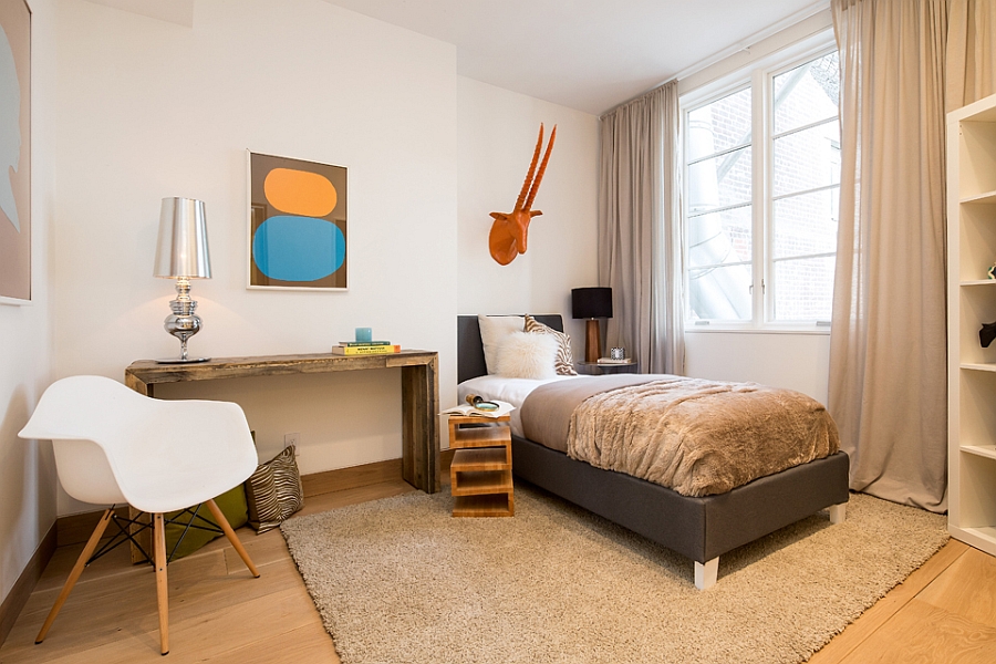 Bedroom of the Tribeca Penthouse with distinct decor