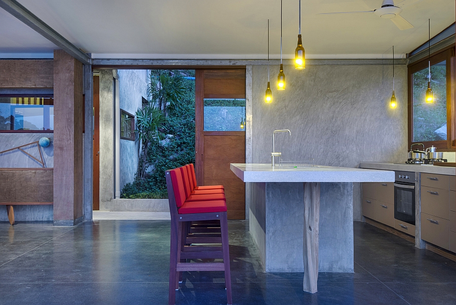 Bright pendants in the small kitchen