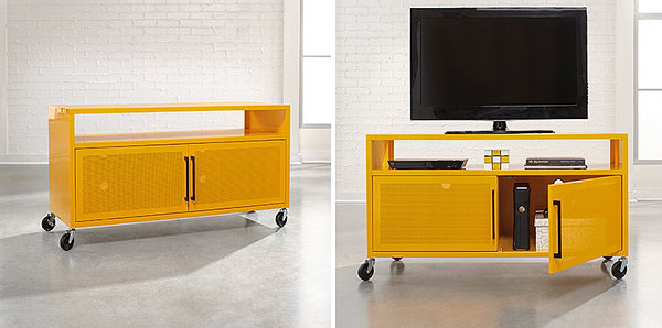 Bright yellow media console