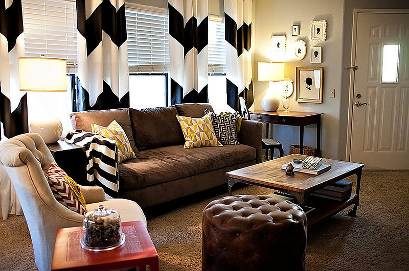 chevron living room curtains