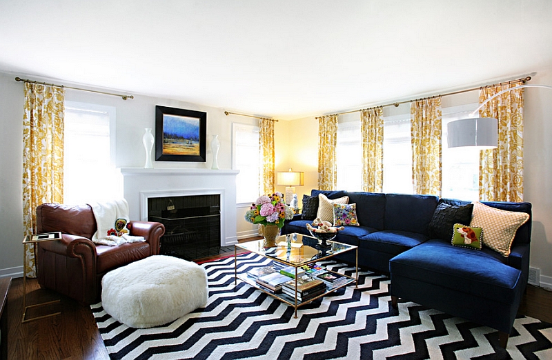 Chevron pattern rug in black and white ushers in glamour and sophistication