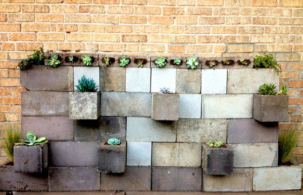 Cinder block planter wall