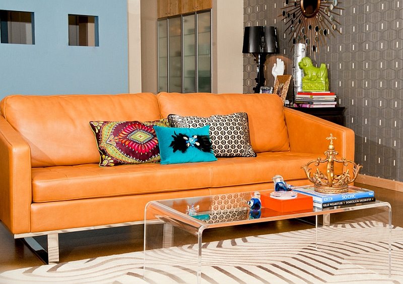 Colorful living room with the Bourgie in black