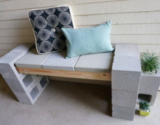 Trendy Front Porch DIY Makeover Featuring a Cinder Block Bench