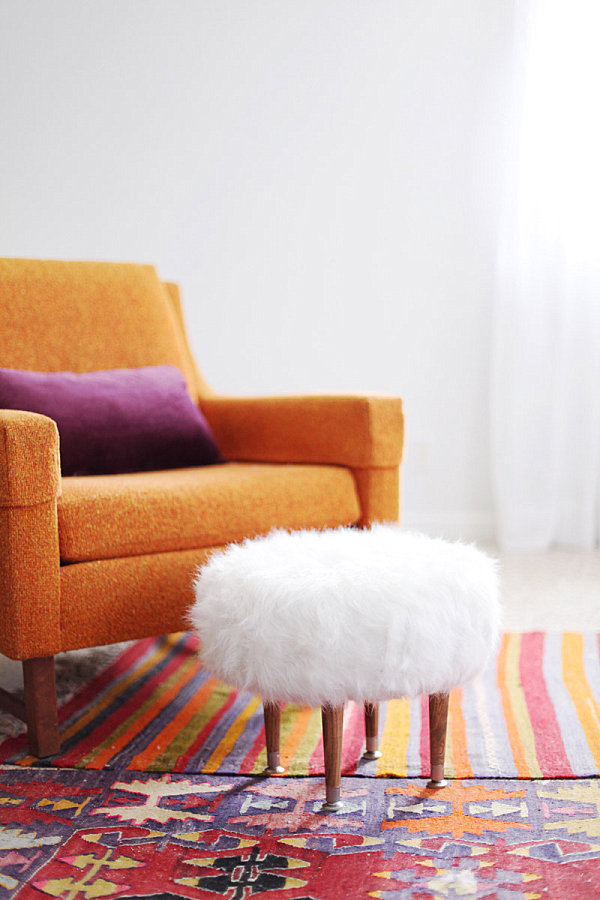 DIY faux fur footstool